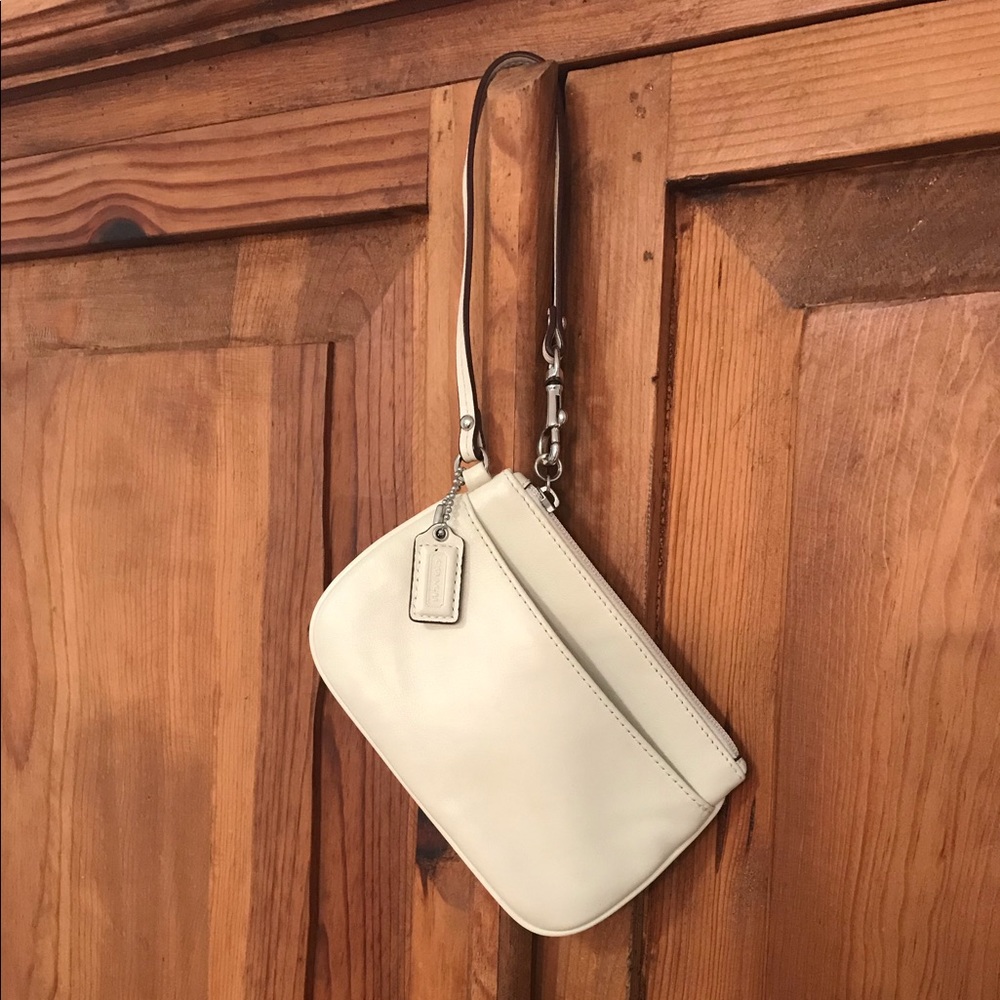 Coach white wristlet